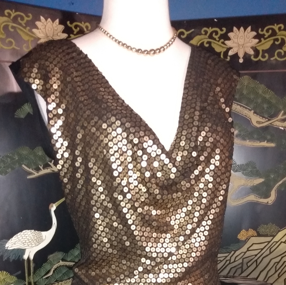 Michael Kors Gold Sequence Gold Sleeveless Top